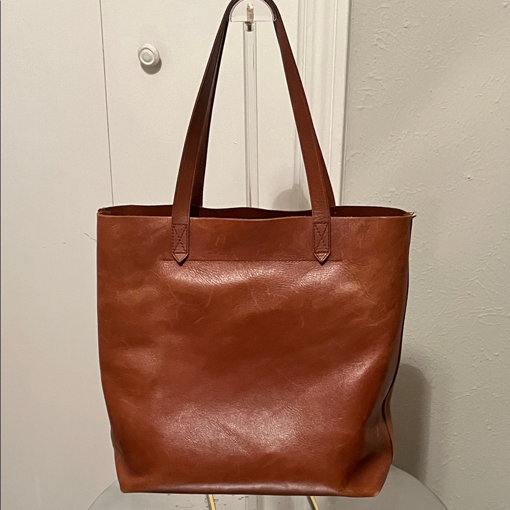 Madewell Medium Transport English Saddle Brown Leather Tote Bag Purse - Picture 3 of 13